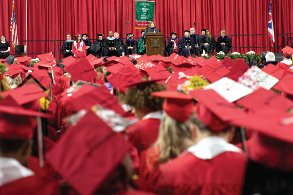 2025 CLAAS commencement ceremony with students sitting facing the stage.