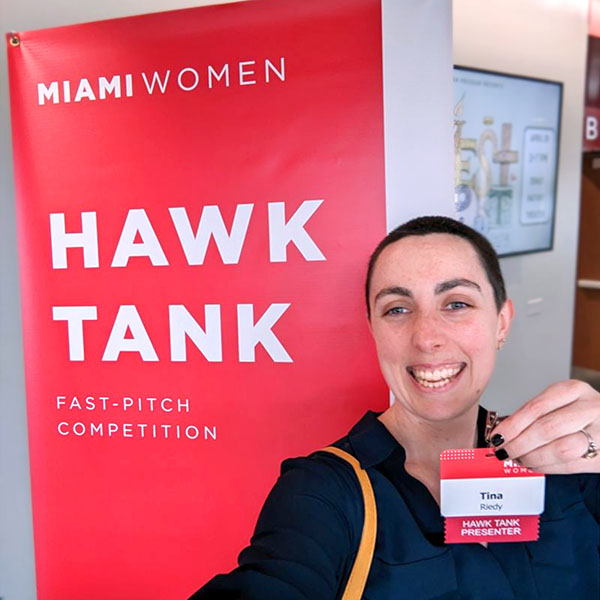 Tina Riedy at Miami University Hawk Tank