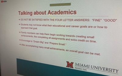 Screenshot from Post-midterm academic assistance webinar