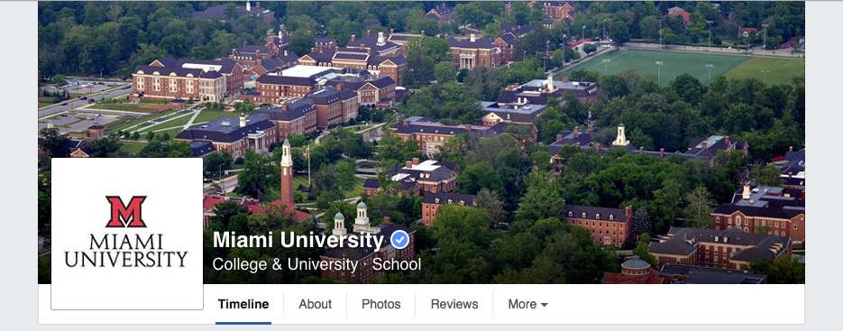 Screenshot of the top section of Miami's Facebook page showing the cover photo, profile picture, and page name.