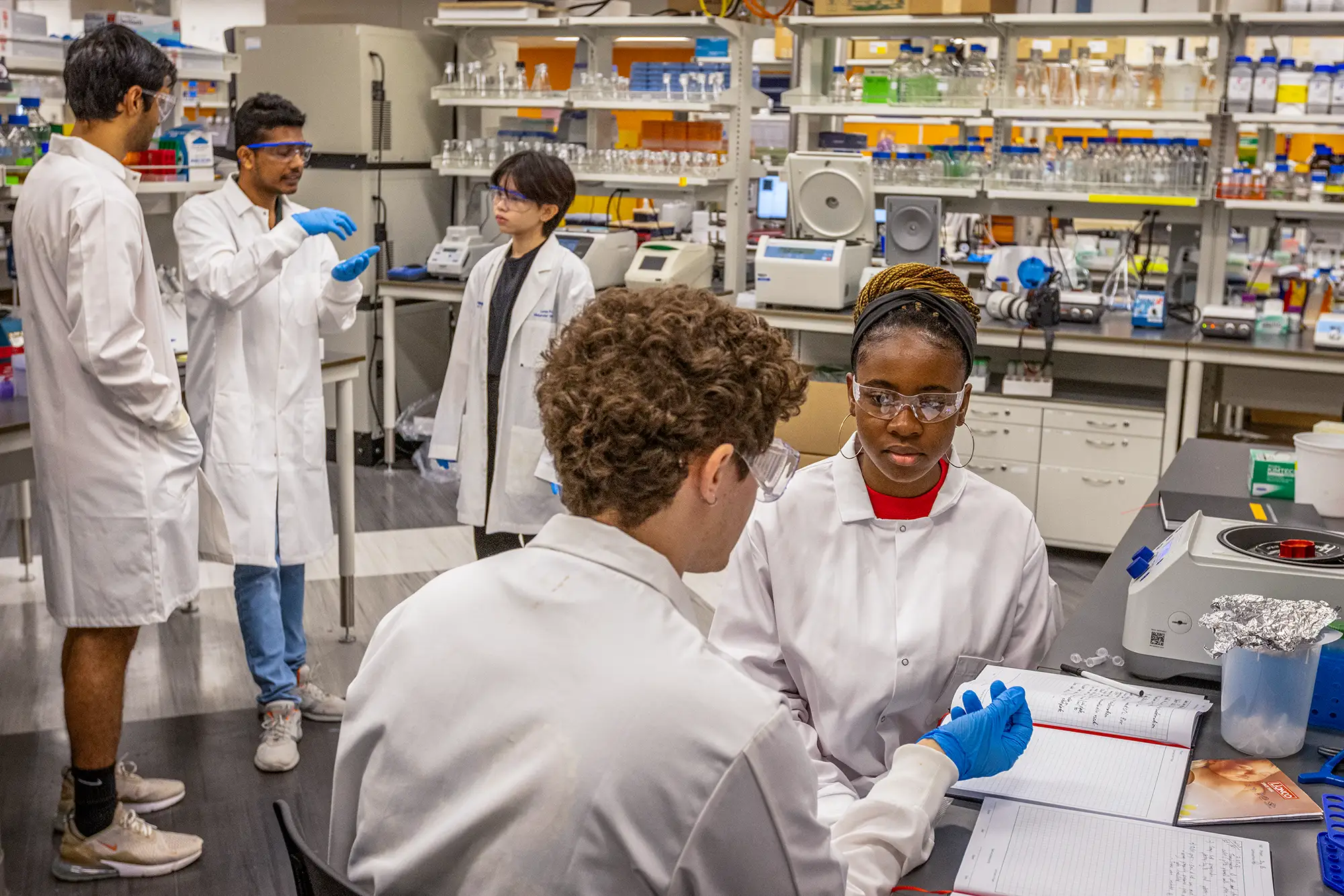 Miami students in a lab
