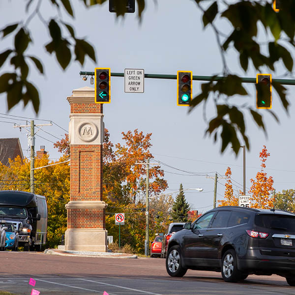 Street view outside Miami University's campus