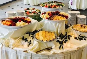 cheese display on a decorated table