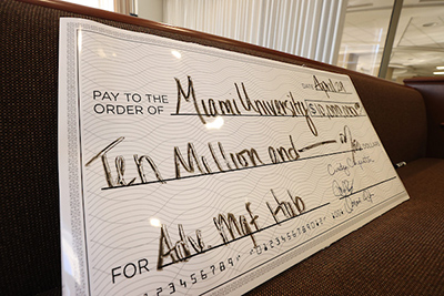 Ten million dollar check to Miami University